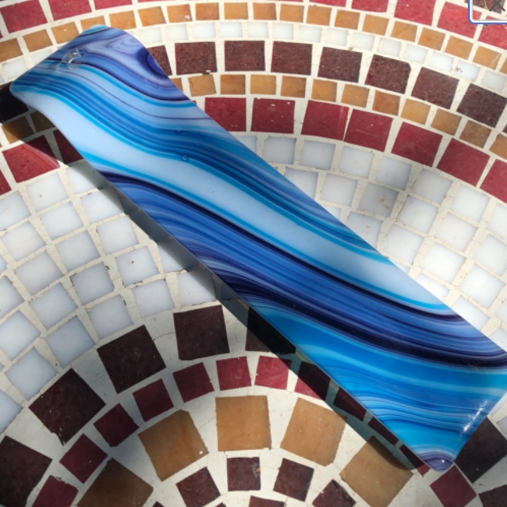 Blue, purple and black Glass Incense tray / holder + incense